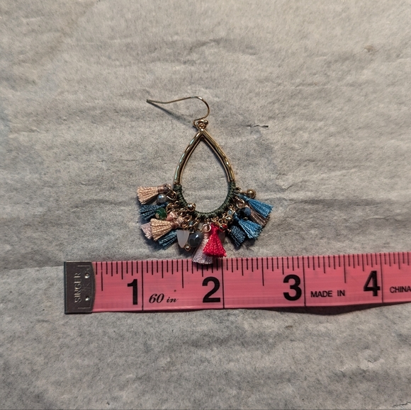 Style & Co. Mixed Bead and Tassel Open Pear-Shape Drop Earrings NWT - Picture 5 of 6